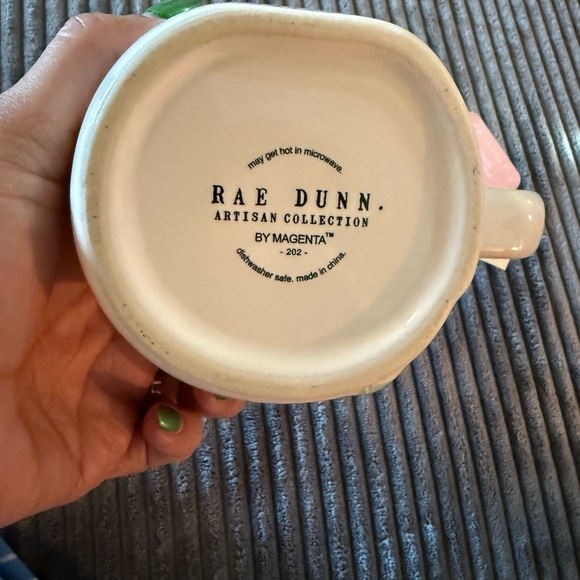 Rae Dunn White Ceramic double-sided Mug with pink heart shaped flowers - Picture 7 of 7